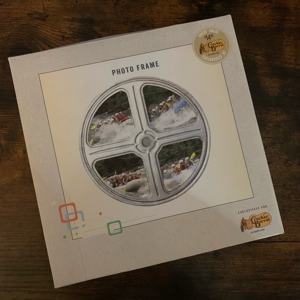 New Film Reel metal frame - holds 4-4 1/2x3” pictures